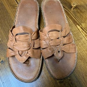 Clarks Tan Soft Faux Leather Sandals/Slides